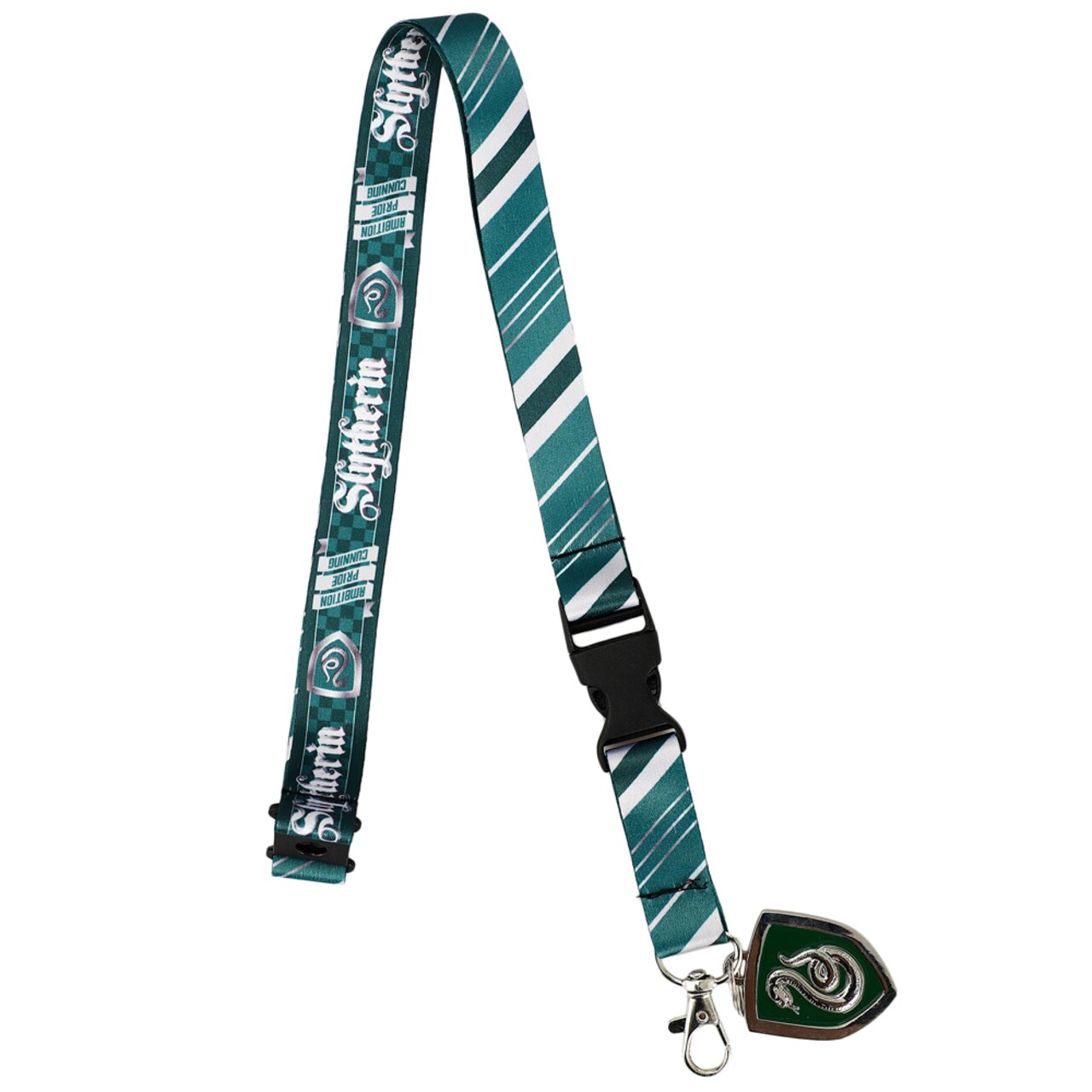 Harry Potter Slytherin Tie Inspired Sublimation Print Metal Charm & Id Holder Lanyard